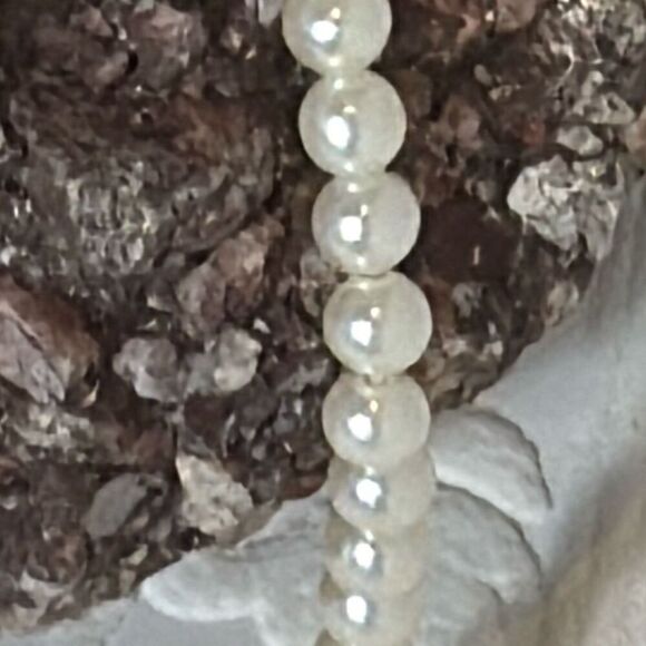 Vintage Art Deco Glass Pearl Choker Necklace With Faceted Clear Crystals 15” - Picture 12 of 15